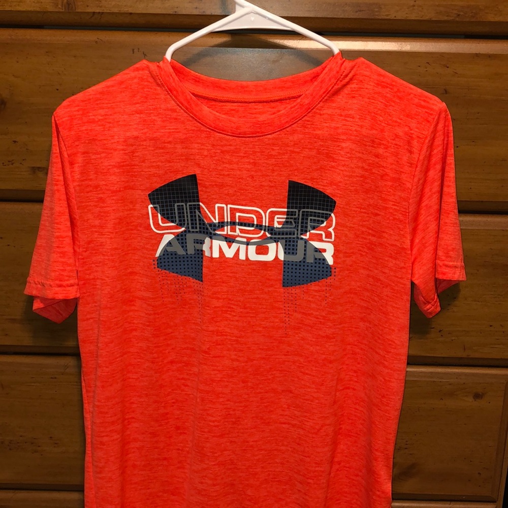 Under Armour neon orange shirt